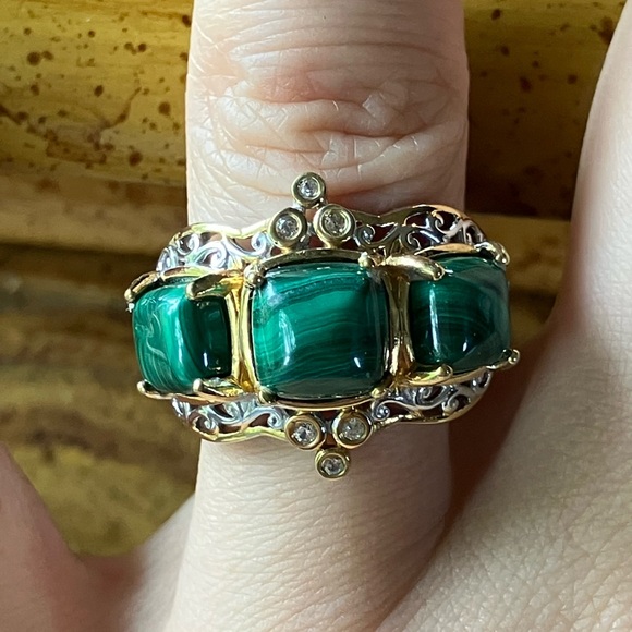 Natural Malachite Sterling Silver Ring - Picture 1 of 8